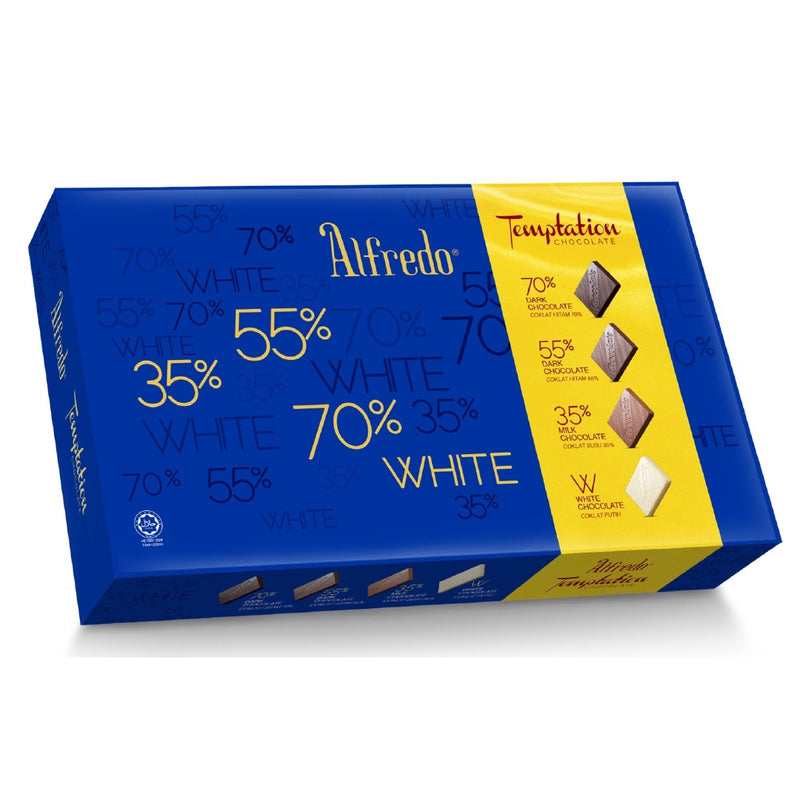 Alfredo Temptation Box 70%, 55%, 35% & White Choc 160G