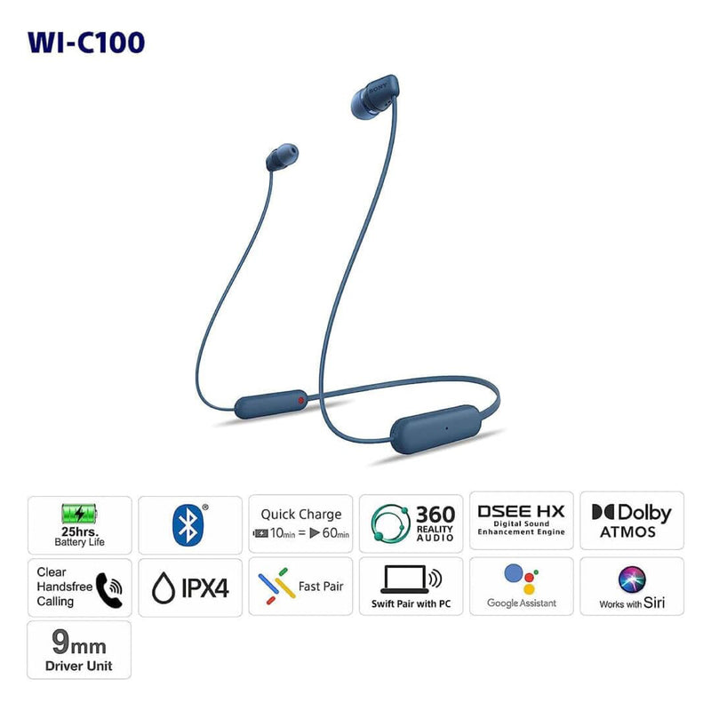 Sony Wireless Headphone WI-C100 Blue