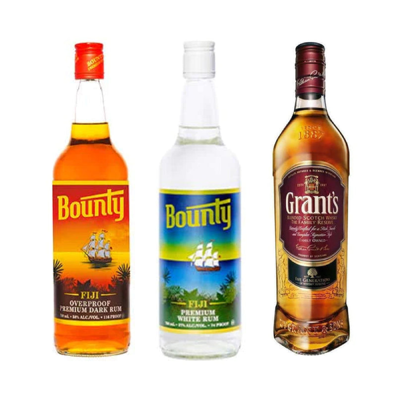 Bounty OP Rum 750ml + Bounty White Rum 750ml + Grant's Triple Wood Blended Scotch Whisky 700ml